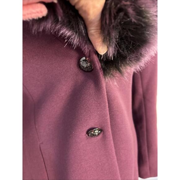 NWT White House Black Market Coat Womens Small Purple Removable Faux Fur Collar - Picture 4 of 16